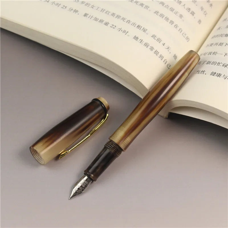 HERO YLJ Exclusive Handmade Fountain Pen Natural Ox Horn Fine Nib 0.5mm Unique Gift Customization Office Business Collection