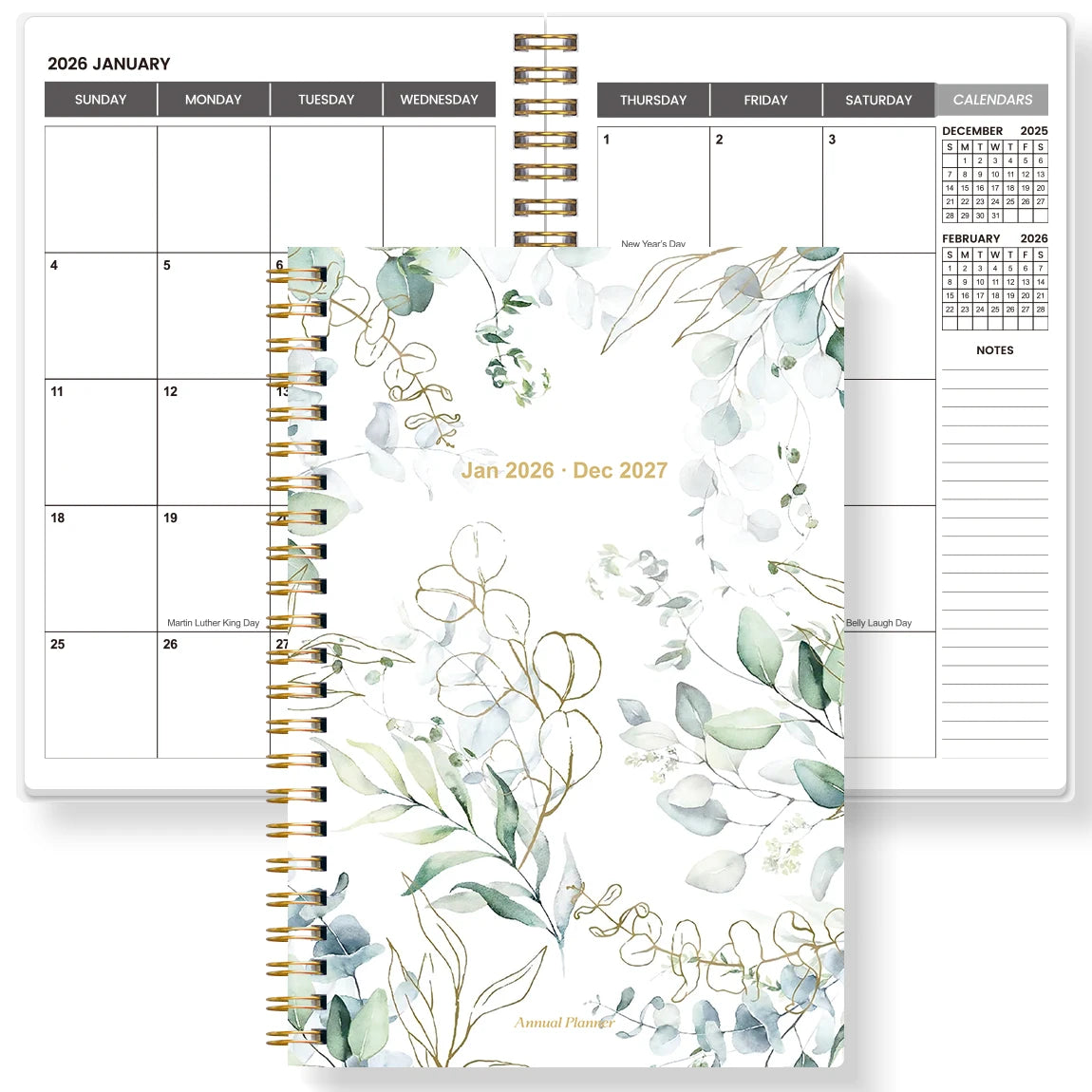 2026.1-2027.12, 2-Year Monthly Planner, Weekly Plan, Daily Notebook, Calendar Book, with A5 Size Pages, Office and Academic Book