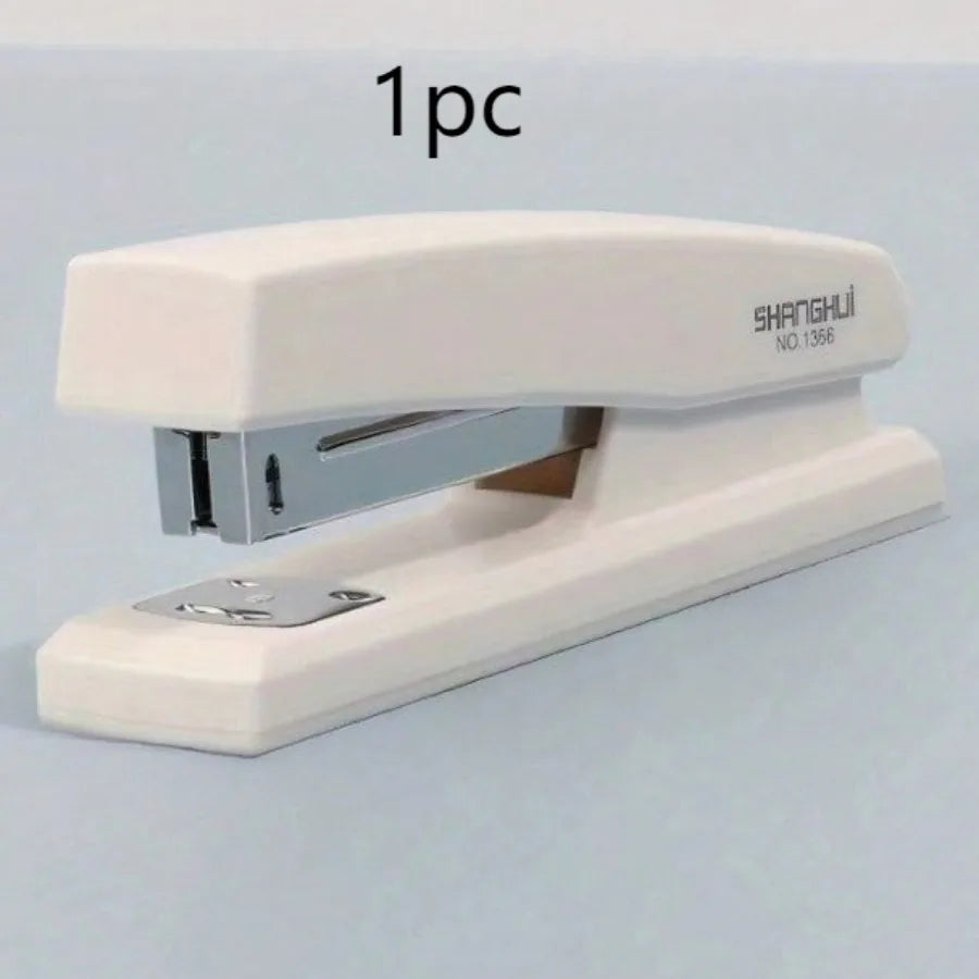 1 Piece White/pink Stapler, Ergonomic Design, Easy To Book, Ideal Choice for Students and Professionals, Easy To Carry