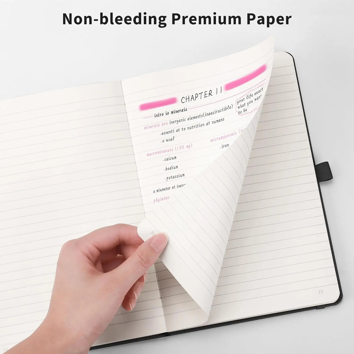 A5 Lined Journal Notebook, 192 Numbered Pages, Leather Hardcover for Writing & Office Use